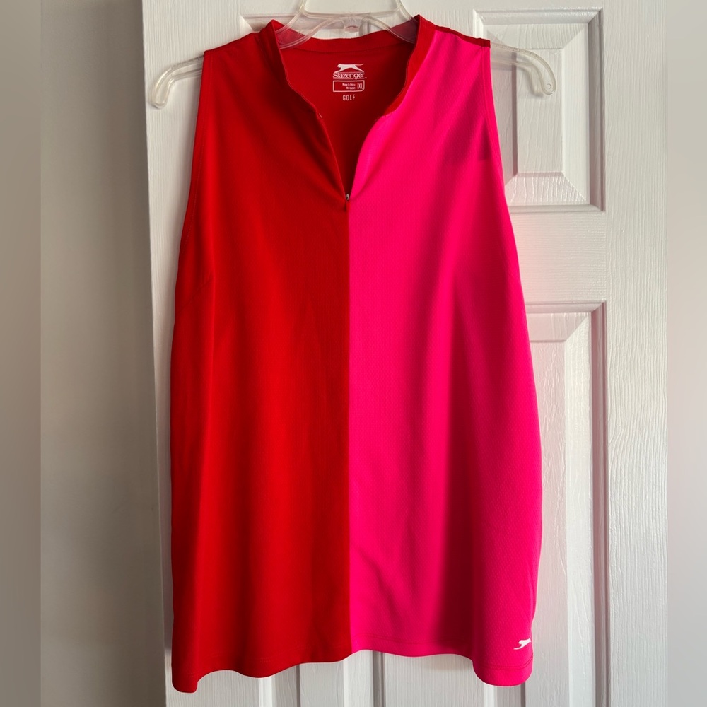 Slazenger Women's Red and Pink Sleeveless Golf Top